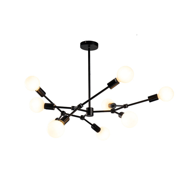 Matte Black Branch Frame Chandelier with Visible