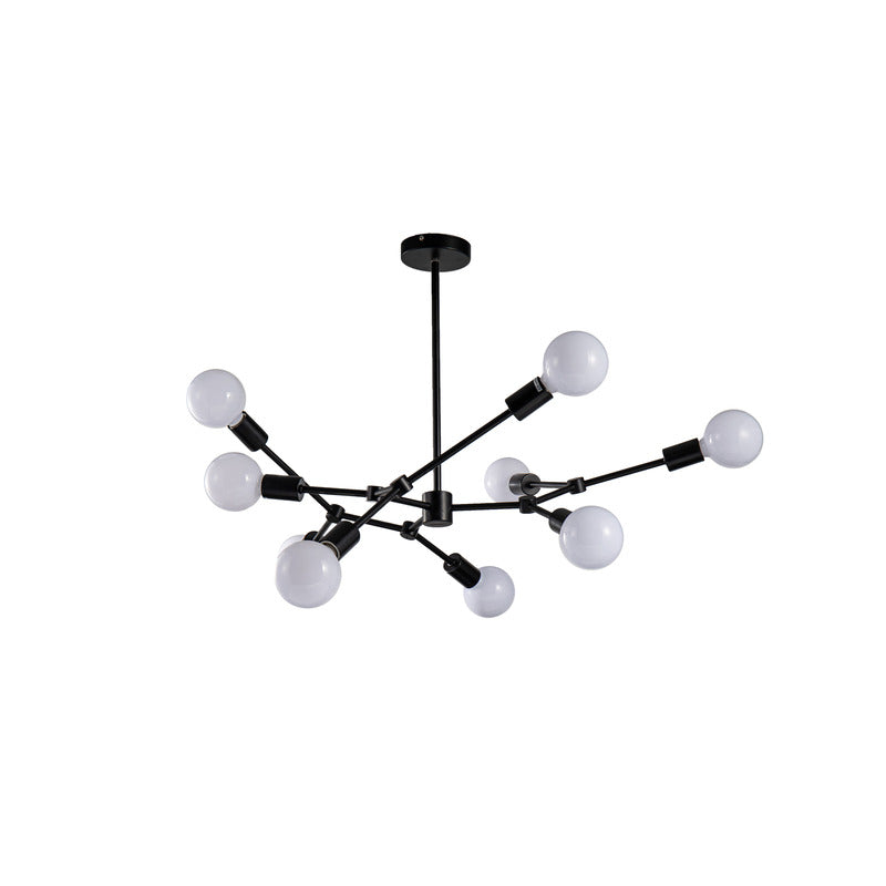 Matte Black Branch Frame Chandelier with Visible