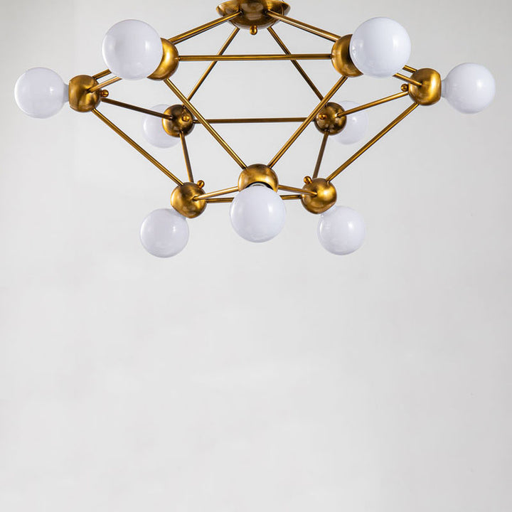 Semi Flush Mount Antique Gold Cage Frame Light Not Adjustable in Height