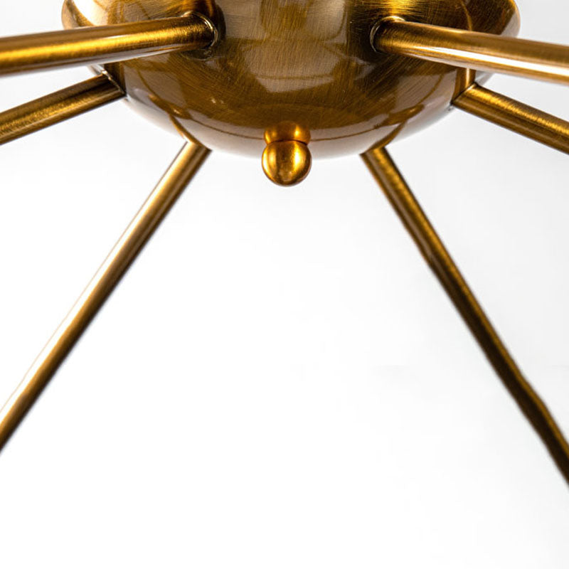 Semi Flush Mount Antique Gold Cage Frame Light Not Adjustable in Height