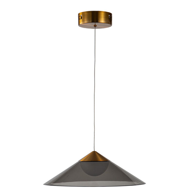 Antique Gold Frame LED Pendant with Smoke Acrylic Shade by Bethel - view 2