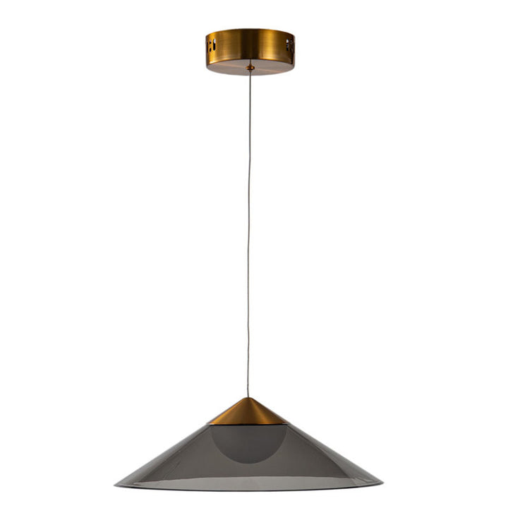 Antique Gold Frame LED Pendant with Smoke Acrylic Shade by Bethel - view 2