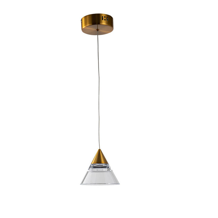 Antique Gold Frame with Clear Acrylic Shade Pendant Light by Bethel