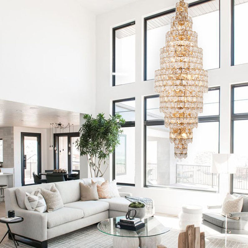 Seven Tier Frame Chandelier with Clear Hanging Crystals by Bethel - view 8
