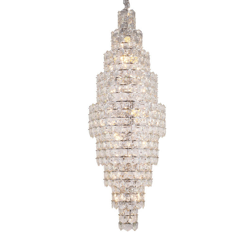 Seven Tier Frame Chandelier with Clear Hanging Crystals in Chrome by Bethel