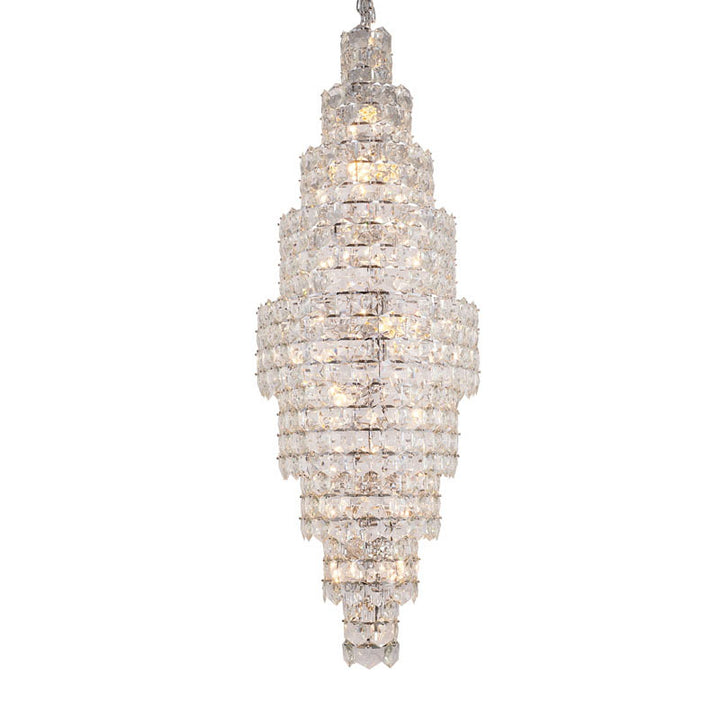 Seven Tier Frame Chandelier with Clear Hanging Crystals in Chrome by Bethel