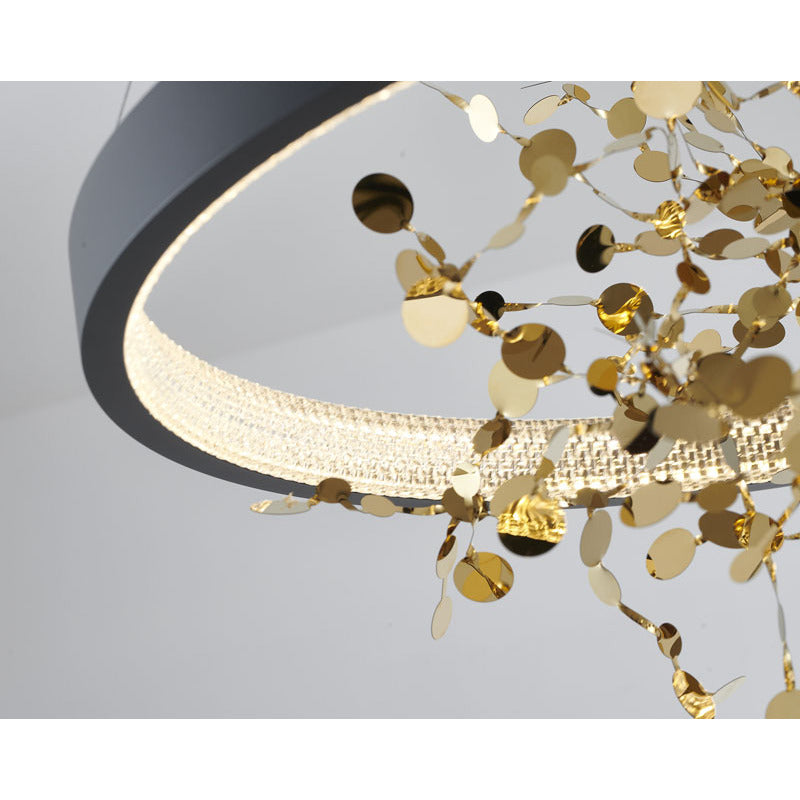 Frame Chandelier with Stainless Steel Confetti Interior &amp; a Transparent
