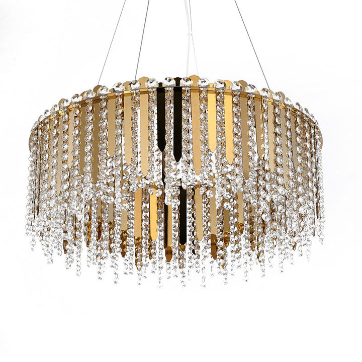 Stainless Steel Chandelier with Clear Hanging Crystal Beads by Bethel - view 7