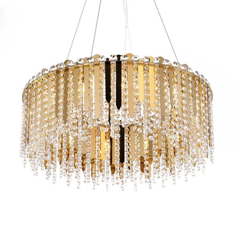 Stainless Steel Chandelier with Clear Hanging Crystal Beads by Bethel - view 9