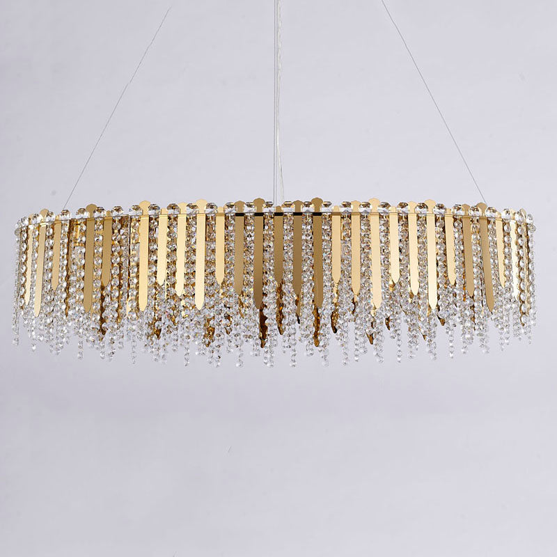 Stainless Steel Chandelier with Clear Hanging Crystal Beads by Bethel - view 24