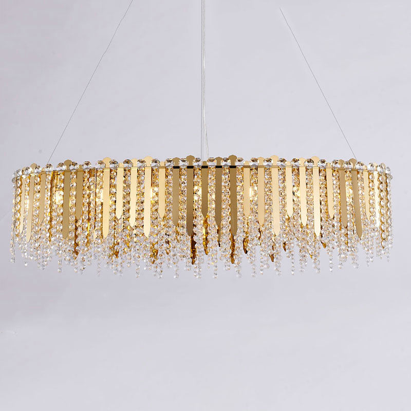 Stainless Steel Chandelier with Clear Hanging Crystal Beads by Bethel - view 25