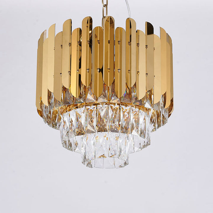 Stainless Steel Frame Chandelier with Clear Hanging Crystals by Bethel - view 6