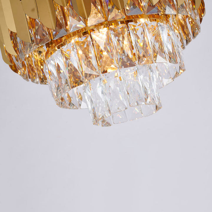 Stainless Steel Frame Chandelier with Clear Hanging Crystals by Bethel - view 7