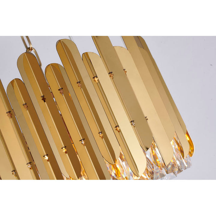 Stainless Steel Frame Chandelier with Clear Hanging Crystals by Bethel - view 8