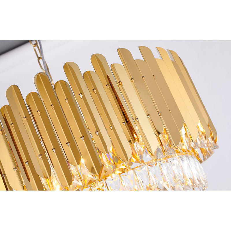 Stainless Steel Frame Chandelier with Clear Hanging Crystals by Bethel - view 17