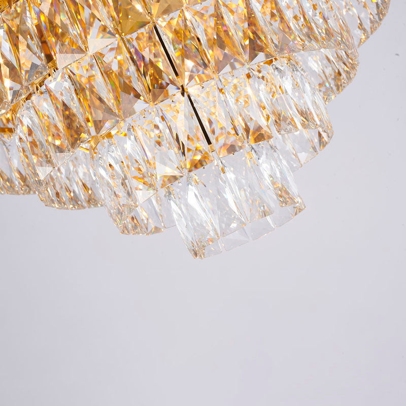 Stainless Steel Frame Chandelier with Clear Hanging Crystals by Bethel - view 19