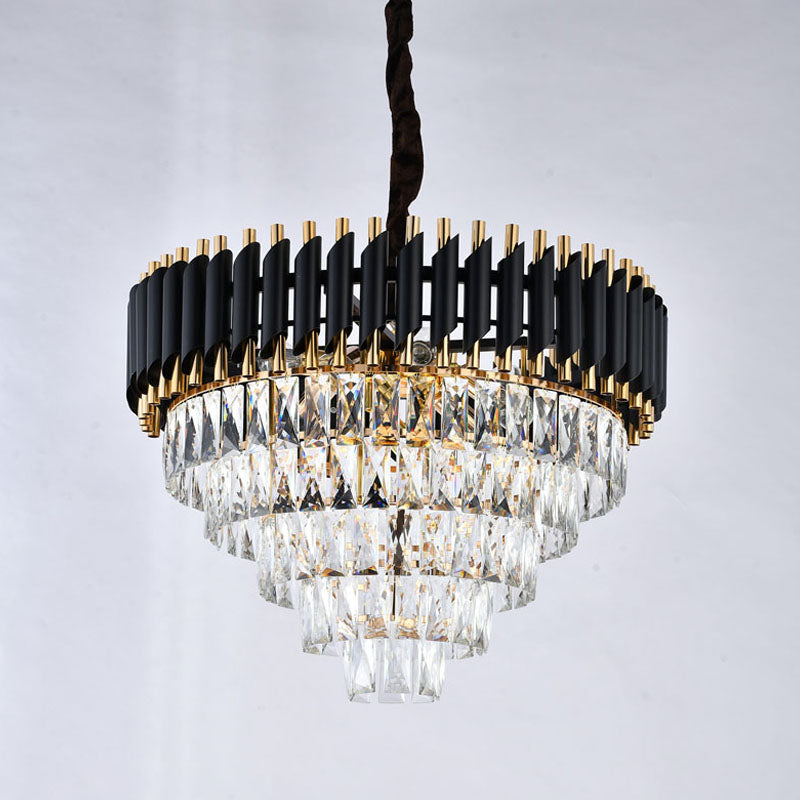 Rectangular Frame Chandelier with Clear Hanging Crystals by Bethel - view 8