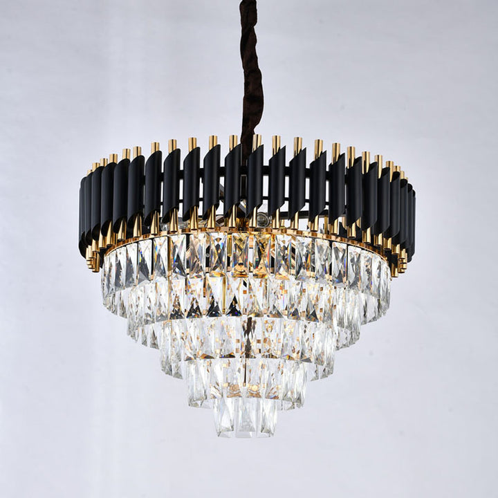 Rectangular Frame Chandelier with Clear Hanging Crystals by Bethel - view 8