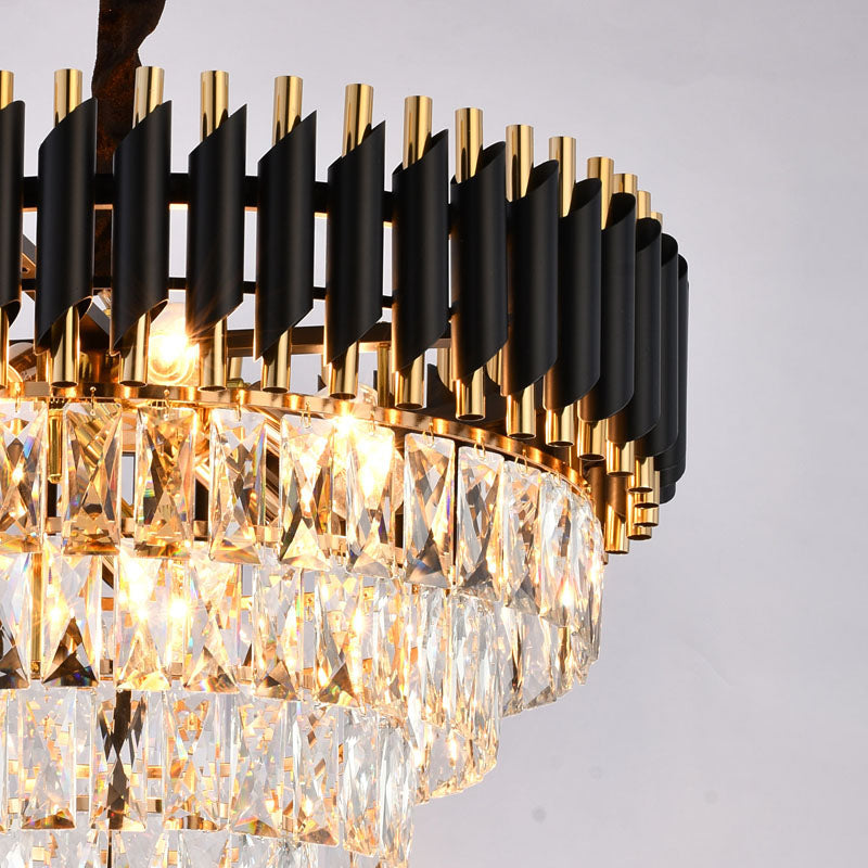 Rectangular Frame Chandelier with Clear Hanging Crystals by Bethel - view 9
