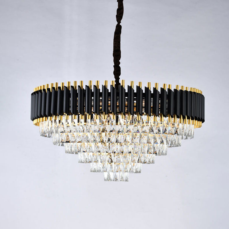 Rectangular Frame Chandelier with Clear Hanging Crystals by Bethel - view 20