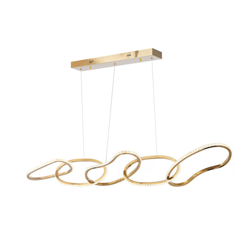 Stainless Steel Interlocked Chandelier with Clear Crystals, 62" x 15" / GL413C62CG, by Bethel