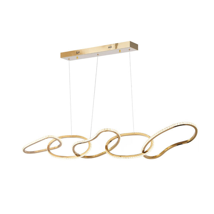 Stainless Steel Interlocked Chandelier with Clear Crystals, 62" x 15" / GL413C62CG, by Bethel