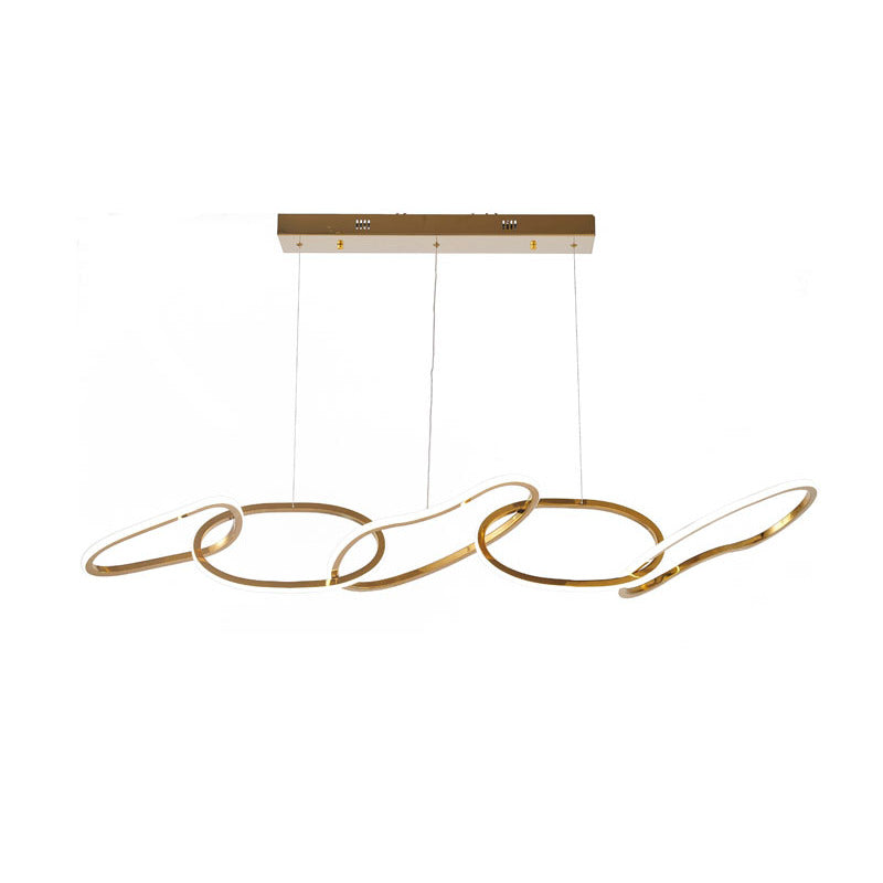 Stainless Steel Interlocked Chandelier with Clear Crystals, 62" x 15" / GL413C62G, by Bethel