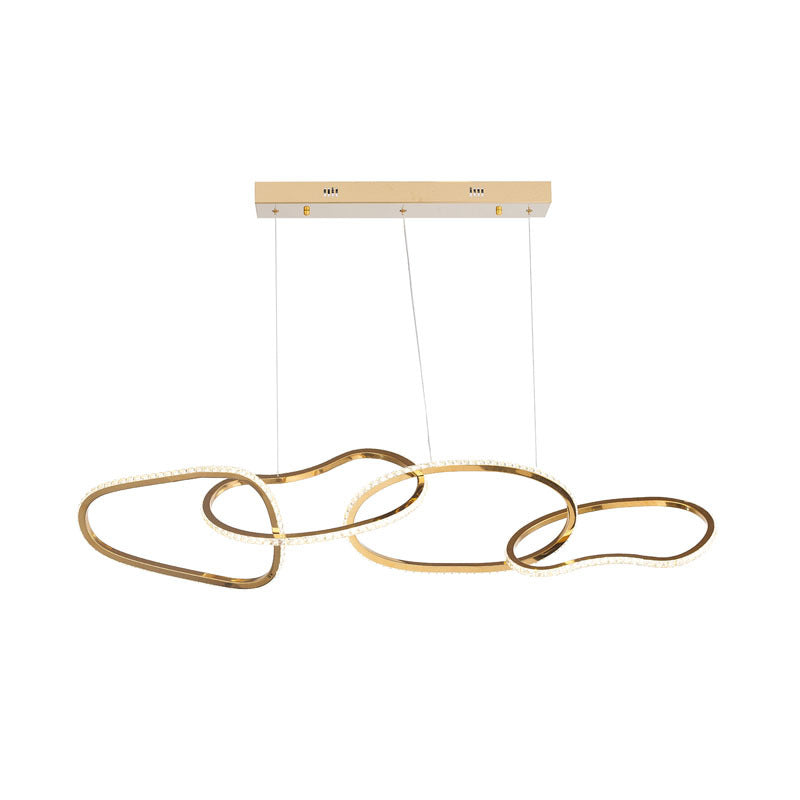 Stainless Steel Interlocked Chandelier with Clear Crystals, 48" x 18" / GL414C48CG, by Bethel