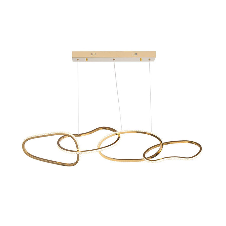 Stainless Steel Interlocked Chandelier with Clear Crystals, 48" x 18" / GL414C48CG, by Bethel