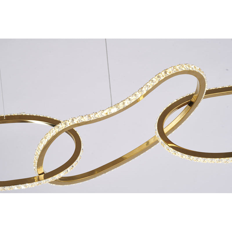 Stainless Steel Interlocked Chandelier with Clear Crystals by Bethel - view 2