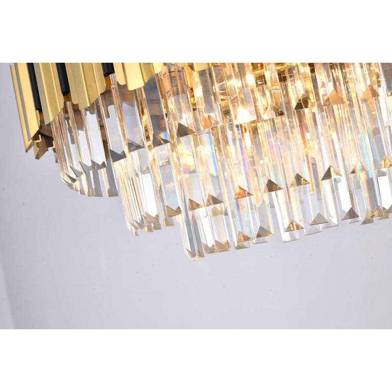 Gold Stainless Steel Chandelier with Clear Hanging Crystals by Bethel - view 7