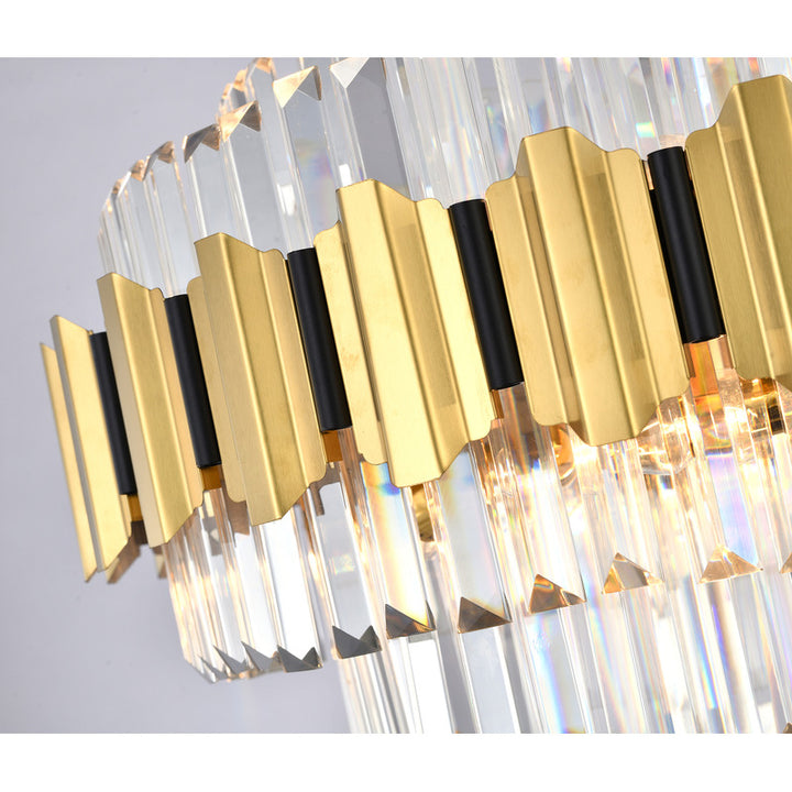 Gold Stainless Steel Chandelier with Clear Hanging Crystals by Bethel - view 8