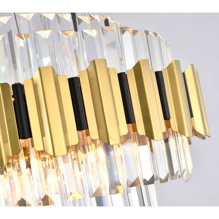 Gold Stainless Steel Chandelier with Clear Hanging Crystals by Bethel - view 9