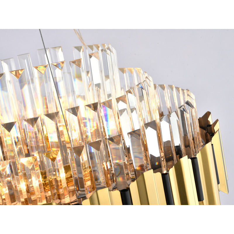 Gold Stainless Steel Chandelier with Clear Hanging Crystals by Bethel - view 10