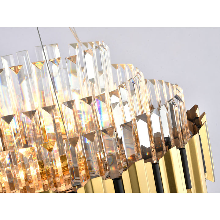 Gold Stainless Steel Chandelier with Clear Hanging Crystals by Bethel - view 10