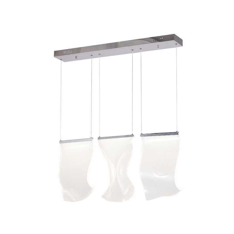 Three Light Acrylic Crumbled Sheet Pendant Island Light with Hardware in Chrome by Bethel