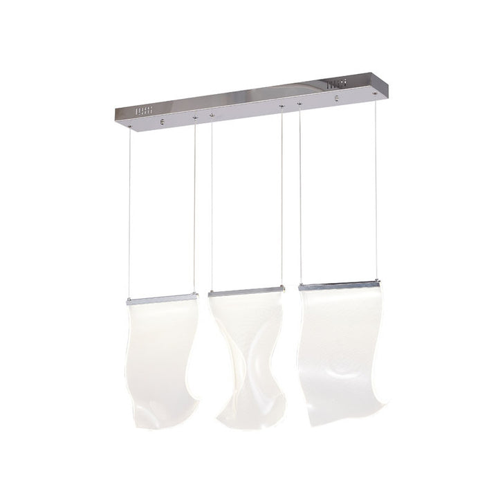 Three Light Acrylic Crumbled Sheet Pendant Island Light with Hardware in Chrome by Bethel