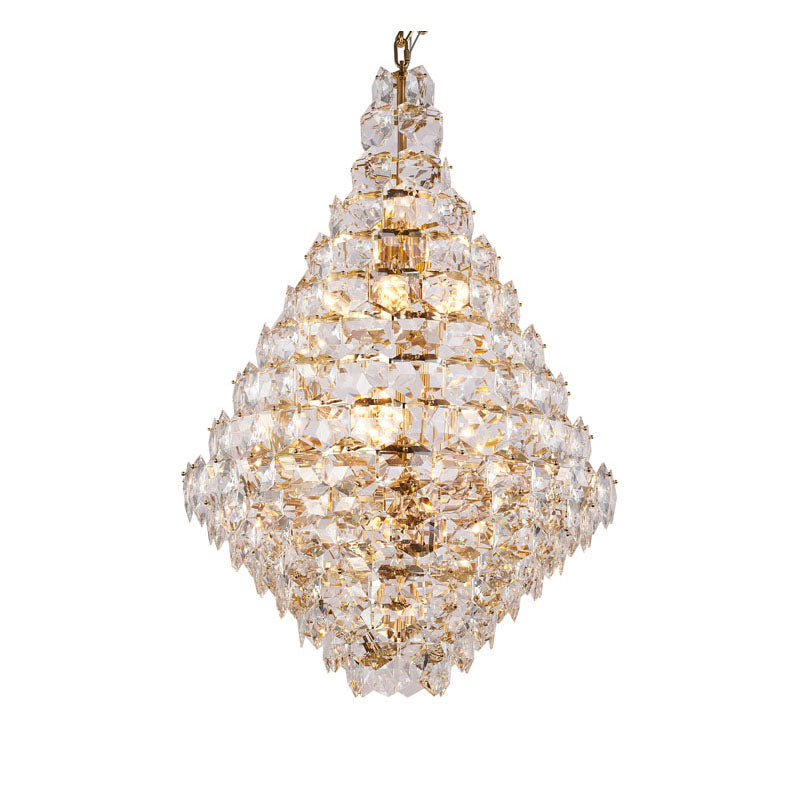 Frame Chandelier with Clear Hanging Crystals (GL431) in Gold by Bethel
