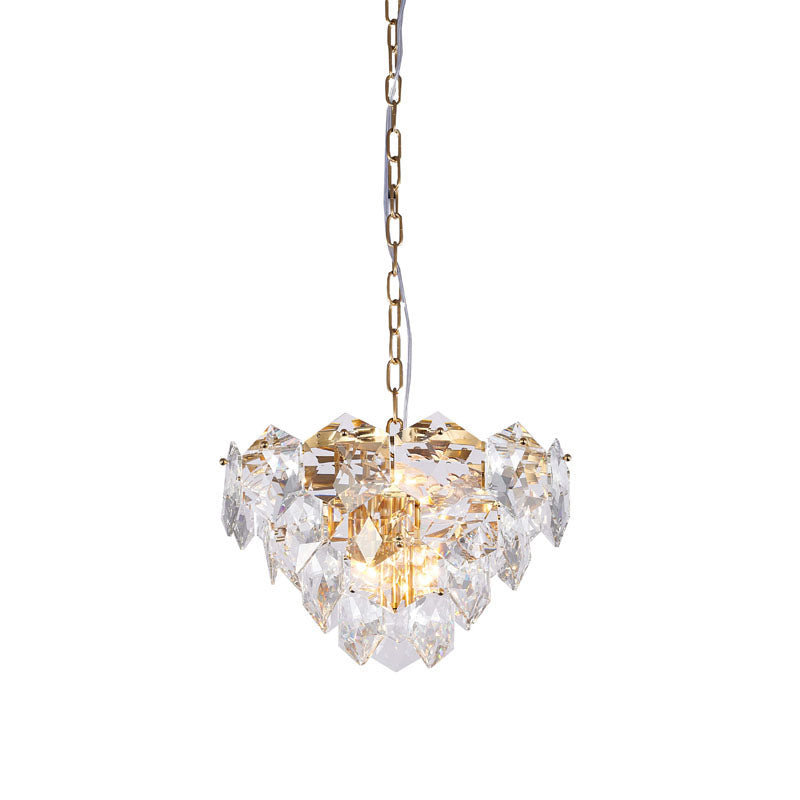 Frame Chandelier with Clear Hanging Crystals (GL431) in Gold by Bethel