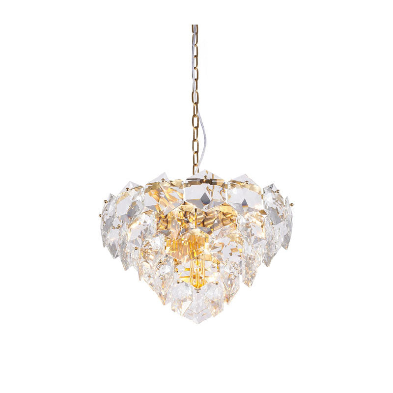 Frame Chandelier with Clear Hanging Crystals (GL431) in Gold by Bethel