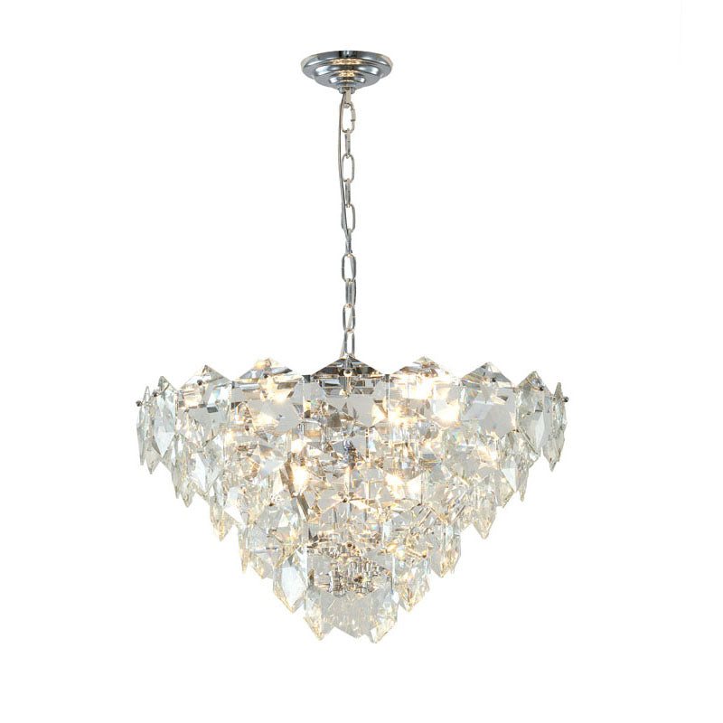 Frame Chandelier with Clear Hanging Crystals (GL431) in Chrome by Bethel