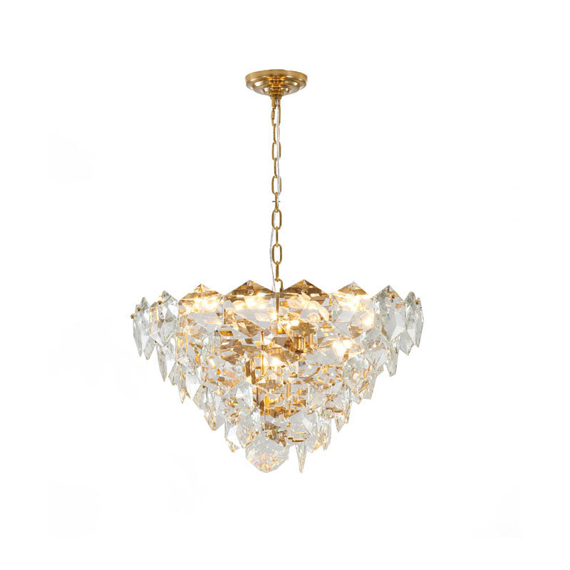 Frame Chandelier with Clear Hanging Crystals (GL431) in Gold by Bethel