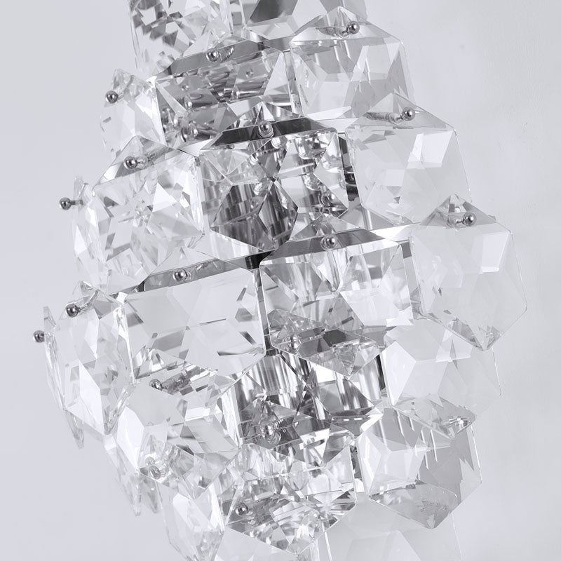 Seven Tier Stainless Steel Frame Wall Sconce with Clear Hanging Crystals by Bethel - view 8