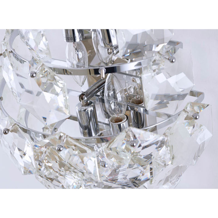 Seven Tier Stainless Steel Frame Wall Sconce with Clear Hanging Crystals by Bethel - view 9
