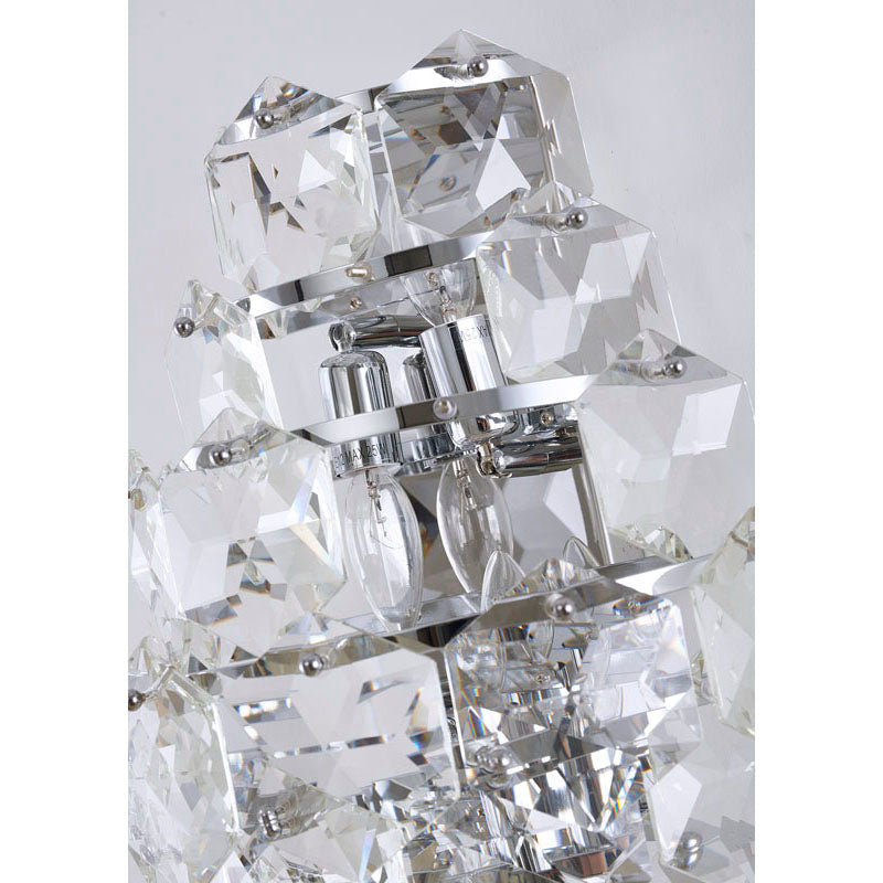 Seven Tier Stainless Steel Frame Wall Sconce with Clear Hanging Crystals by Bethel - view 10