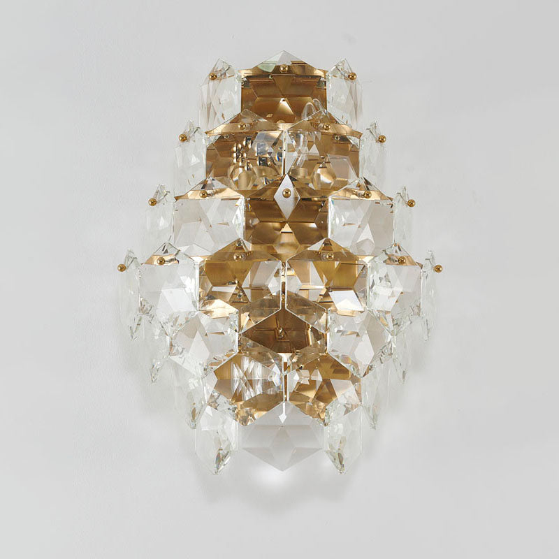 Seven Tier Stainless Steel Frame Wall Sconce with Clear Hanging Crystals by Bethel - view 14