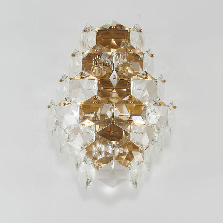 Seven Tier Stainless Steel Frame Wall Sconce with Clear Hanging Crystals by Bethel - view 14