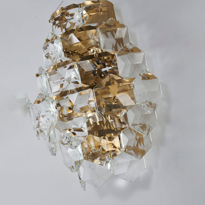 Seven Tier Stainless Steel Frame Wall Sconce with Clear Hanging Crystals by Bethel - view 17
