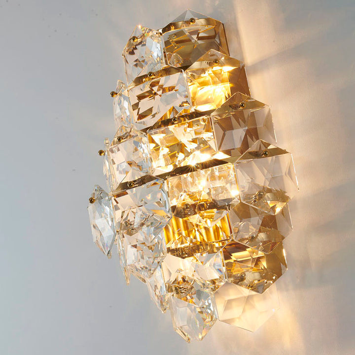 Seven Tier Stainless Steel Frame Wall Sconce with Clear Hanging Crystals by Bethel - view 18