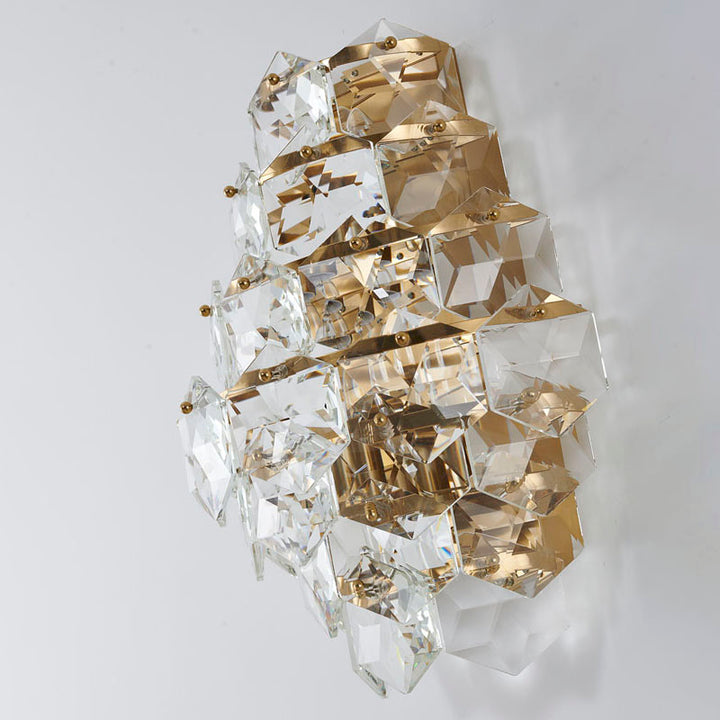Seven Tier Stainless Steel Frame Wall Sconce with Clear Hanging Crystals by Bethel - view 19